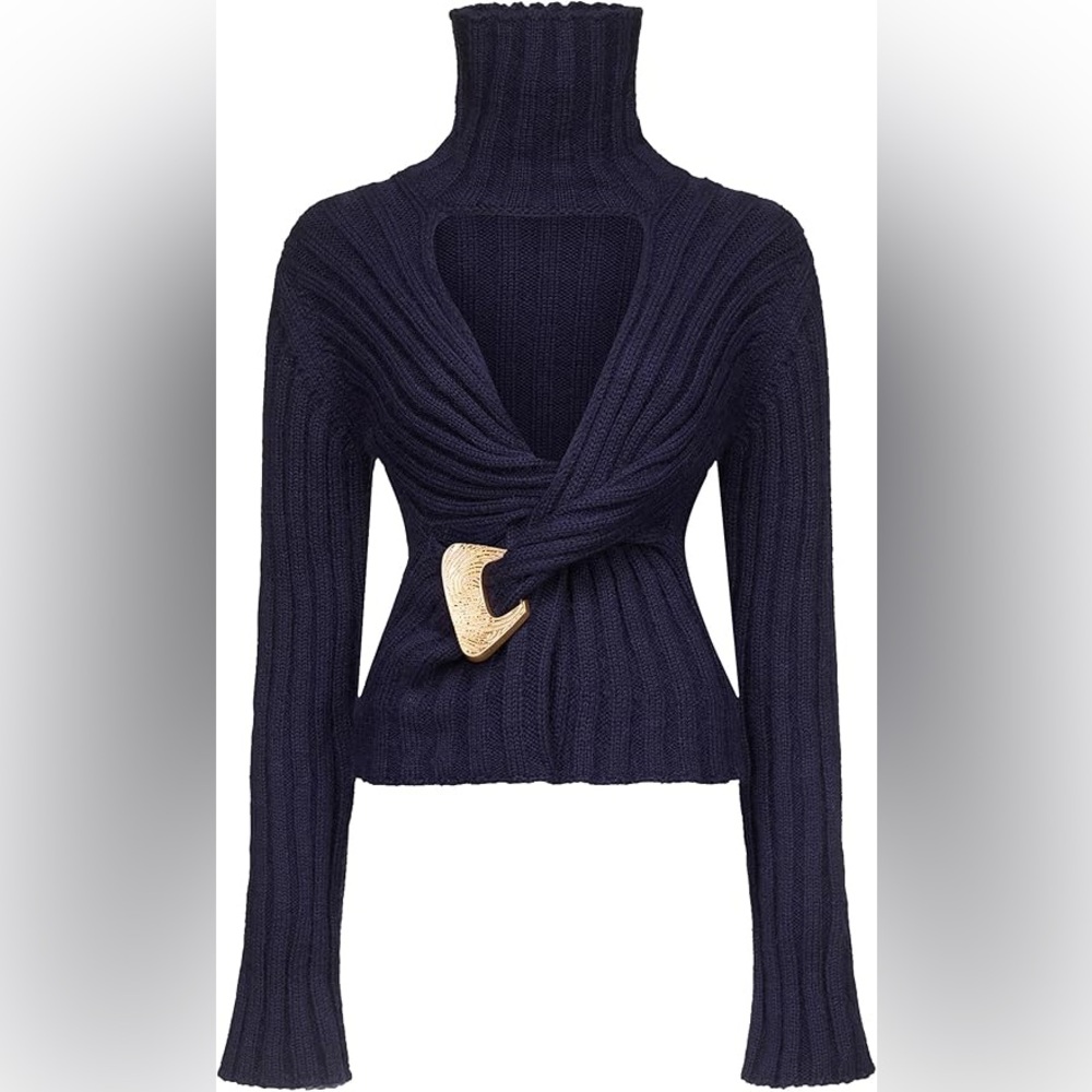 Twisted Turtleneck Sweater